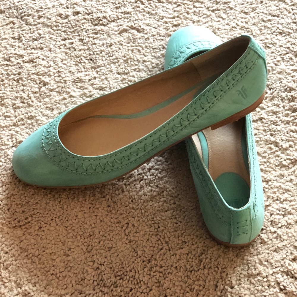 FRYE teal flats 8.5